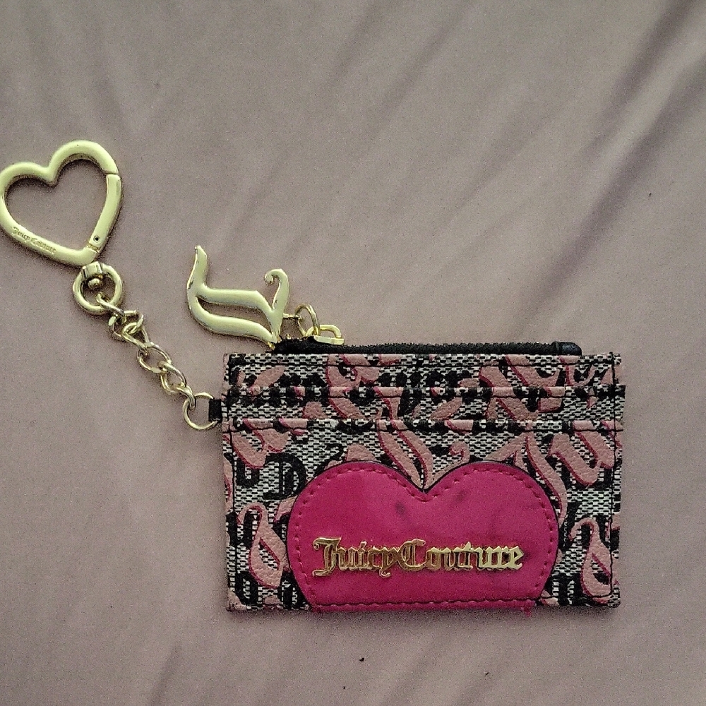 Juicy Couture Pink and Gold Heart Keychain Card Holder